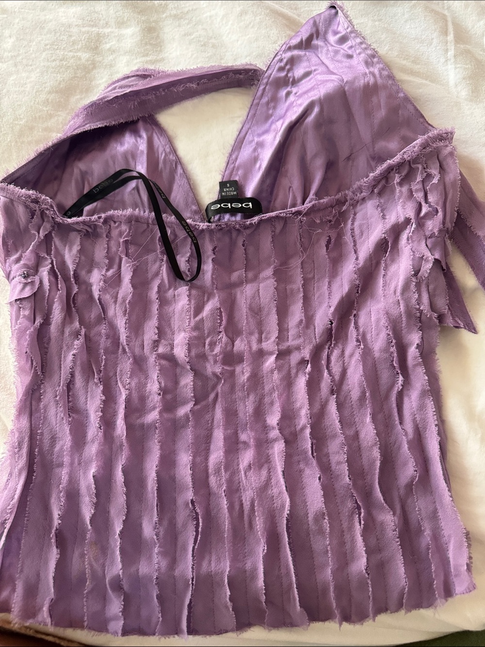 Y2K bebe Lilac Tie-Halter Layered Tank - Picture 3 of 3